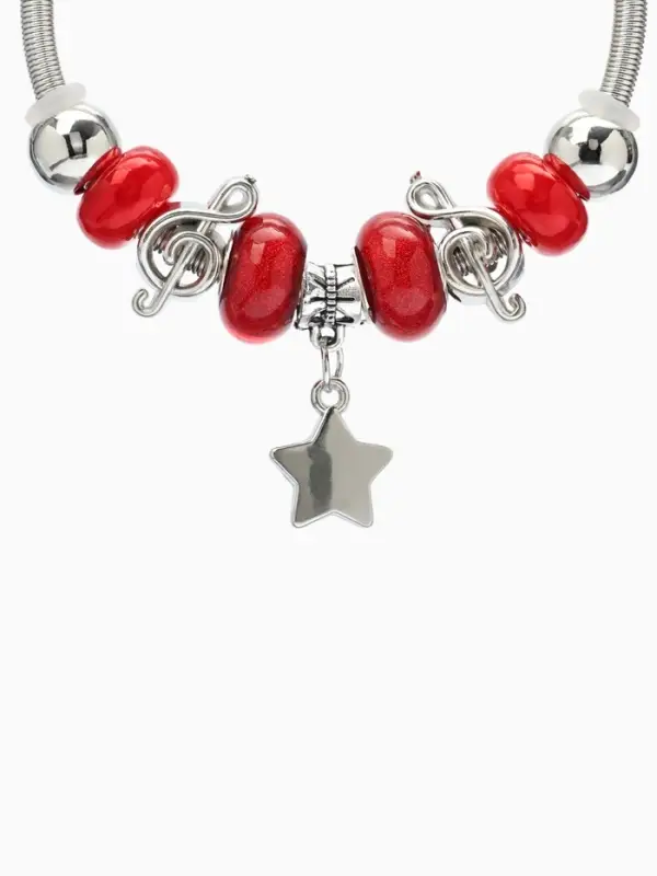 Браслет с шармами &laquo;Марджери&raquo;, звезда, красный в серебре, d=6.5 см