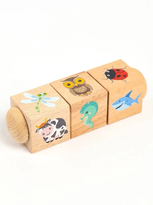 Кубики деревянные «Живая природа», на оси, 3 кубика Кубики деревянные «Живая природа», на оси, 3 кубика