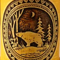 Туес "Лесной" (Медведь), D8,5 смхH(с хватком)14,5 см, береста