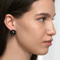 Серьги &laquo;Бусина. Шар в точку&raquo;, d=2 см, чёрные, белые