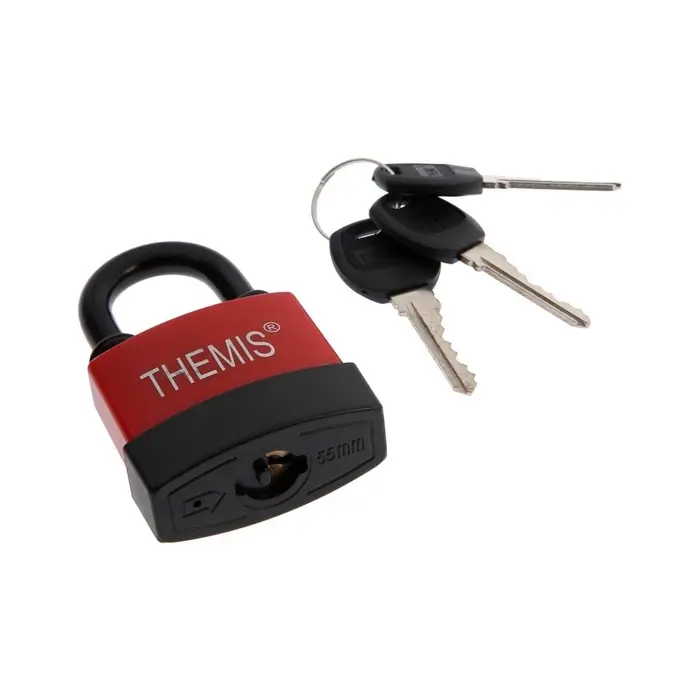 Замок навесной, 55 мм, медный цилиндр, влагозащищенный, короткая дужка, 3 ключа МИКС