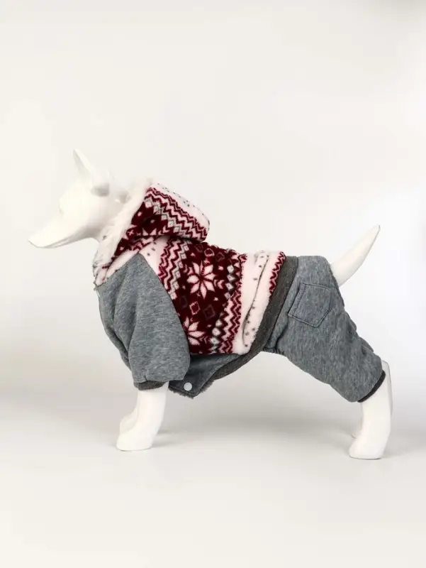 Комбинезон Комбинезон "Лапландия", с подкладом, размер L (ДС 35, ОГ 45, ОШ 35 см), серый/бордо