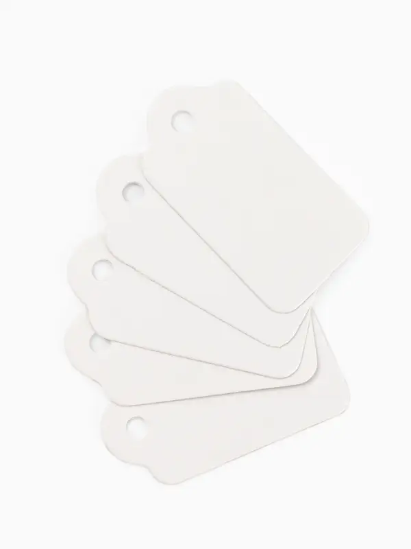 Ценники на верёвке, 100 шт. отверстие 3 мм, 3.3&times;1.8 см, белый