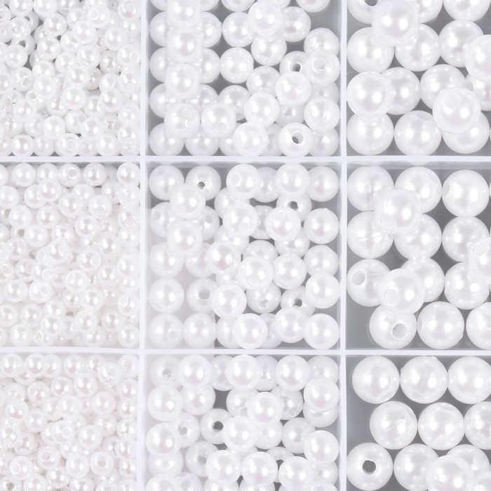 Бусины в шкатулке Бусины в шкатулке "Белый перламутр" 12 делений 10х13,5х1,8 см