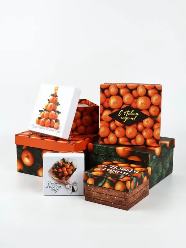 Набор подарочных коробк 6 в 1 «Яркие мандарины», 10×10×6–20×20×11 см Набор подарочных коробк 6 в 1 «Яркие мандарины», 10×10×6–20×20×11 см