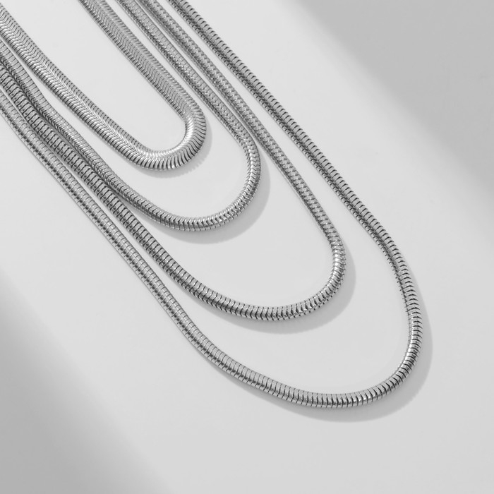 Колье «Цепь» стерео, 4 нити, цвет серебро, 70 см