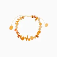 Браслет, длина 16 см, цв. янтарный, золотой