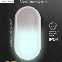 Светильник светодиодный герметичный, 18 Вт, IP54, 6500К, 220 В, овал, белый