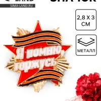 Значок на 9 мая с георгиевской лентой &laquo;Я помню, горжусь&raquo;, 2.8&times;3 см