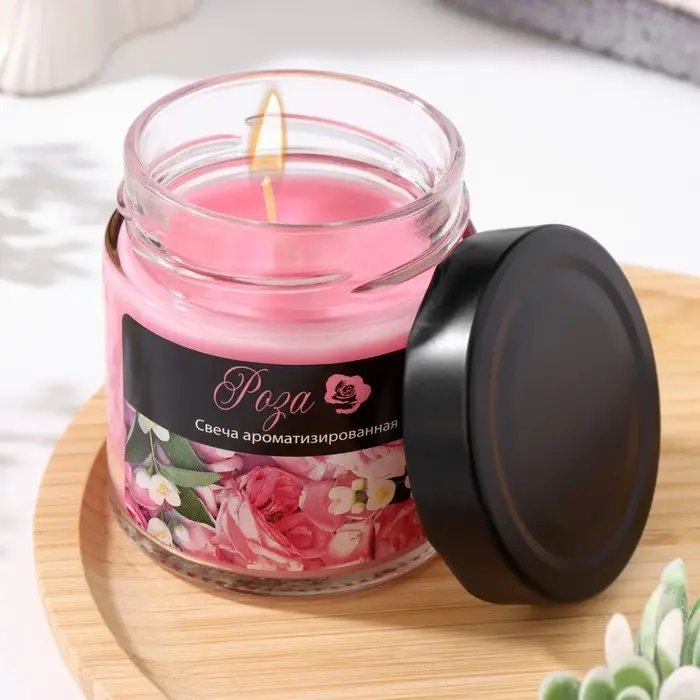 Свеча в банке ароматическая Свеча в банке ароматическая "Роза", 25 ч