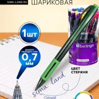 Ручка шариковая Berlingo. SI-400 Color, автоматическая, синий стержень, узел 0.7 мм, резиновый упор, МИКС
