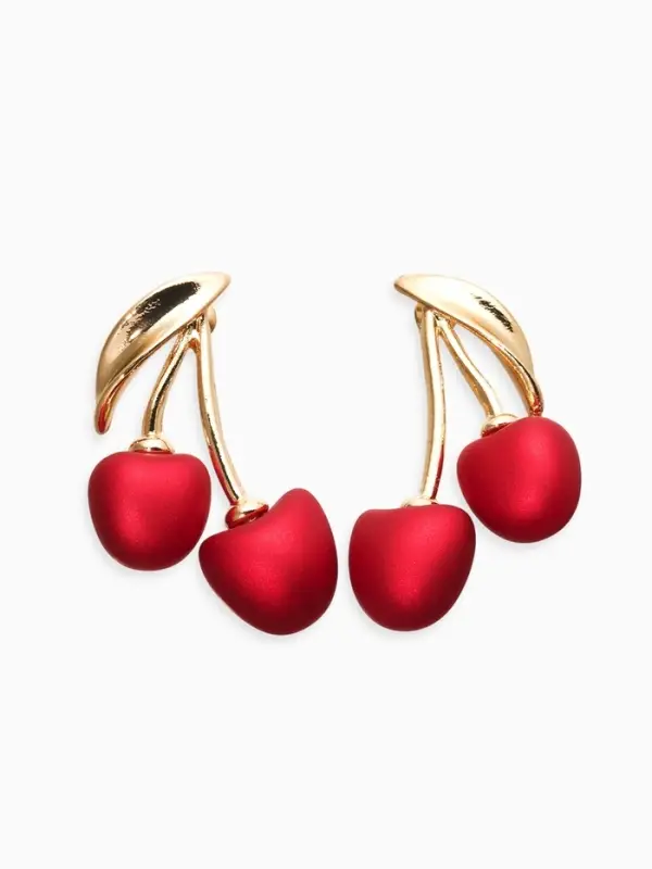 Серьги &laquo;Вишня&raquo;, красные в золоте