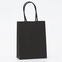 Пакет крафт чёрный, круглая ручка, 15×12×6 см, 120 г