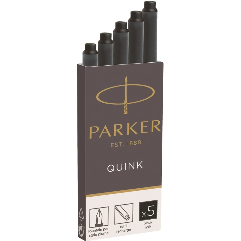 Картридж чернильный для перьевой ручки  PARKER черные 5 шт/уп 1950382