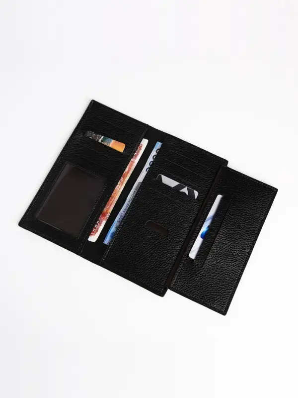 Портмоне мужское, без застежки, 3 отделения, чёрное