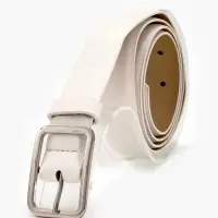 Ремень женский Classic 110&times;3 см, пряжка металл, серебристая, белый