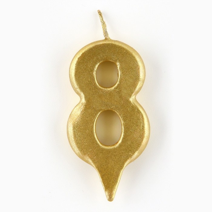 Свеча для торта, цифра «8», золото, 3 х 6 см Свеча для торта, цифра «8», золото, 3 х 6 см