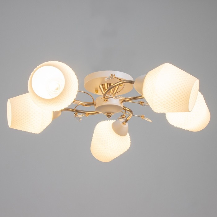 Люстра Люстра "Рукси" 5хЕ27 40Вт бело-золотой 56х56х28 см BayerLux
