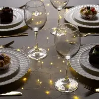 Гирлянда &laquo;Мишура&raquo; 2 м, роса, IP20, серебристая нить, 50 LED, от батареек CR2032&times;2, свечение тёплое белое