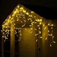 Гирлянда &laquo;Бахрома&raquo; 3&times;0.6 м, IP65, УМС, белая нить каучук, 108 LED, свечение тёплое белое, 220 В