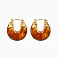 Серьги акрил "Стиль" подкова, цвет коричневый в золоте