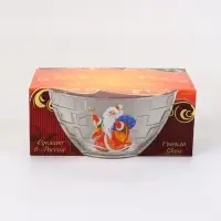 Салатник новогодний, d=16 см, стекло, прозрачный, рисунок МИКС