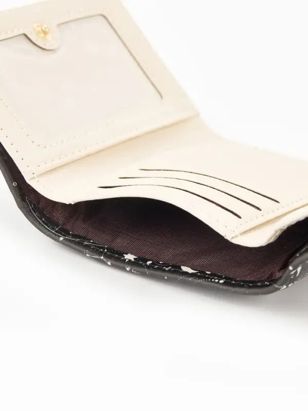 Кошелёк женский на кнопке, 10.5&times;2.5&times;8.5 см, чёрный/белый