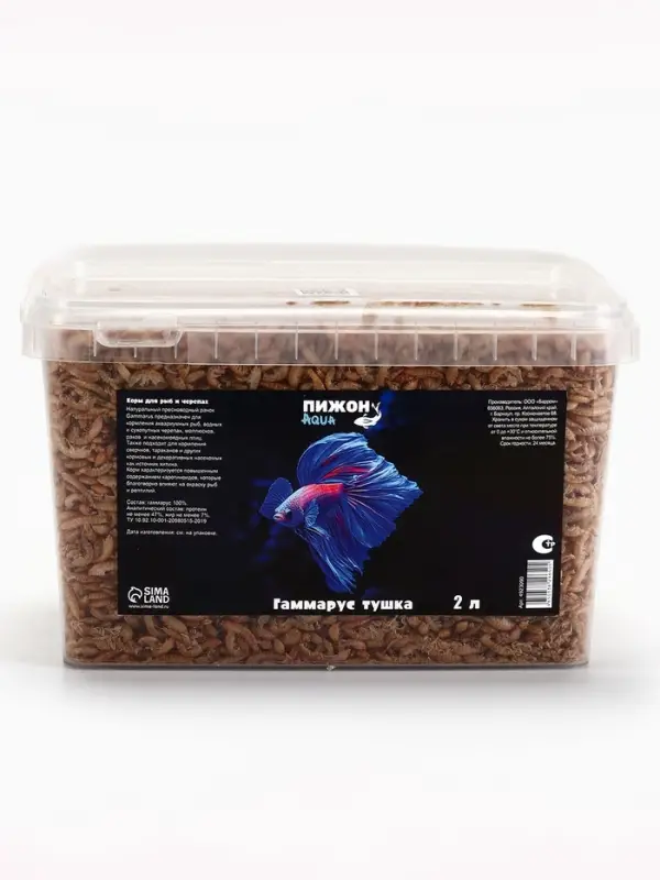 Корм для рыб и черепах &laquo;Пижон&raquo; гаммарус тушка, ведро, 2 л