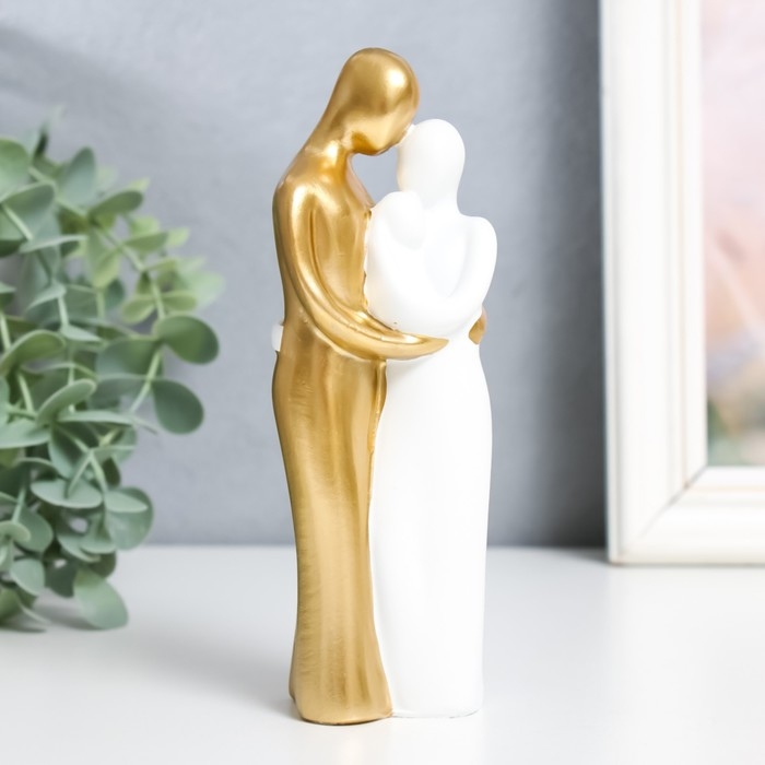 Сувенир полистоун  Сувенир полистоун "Папа, мама и я" бело-золотой 15х5 см