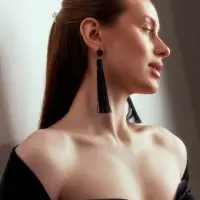 Серьги &laquo;Кисти&raquo;, гармония, чёрные, L кисти 8.5 см