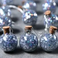 Гирлянда &laquo;Нить&raquo; 1.6 м с насадками &laquo;Шарики с серебристым конфетти&raquo;, IP20, серебристая нить, 15 LED, от батареек АА&times;2, свечение белое