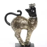 Фигурка полистоун &laquo;Чёрная кошка с бабочкой на носу&raquo;, 16&times;6&times;21.5 см