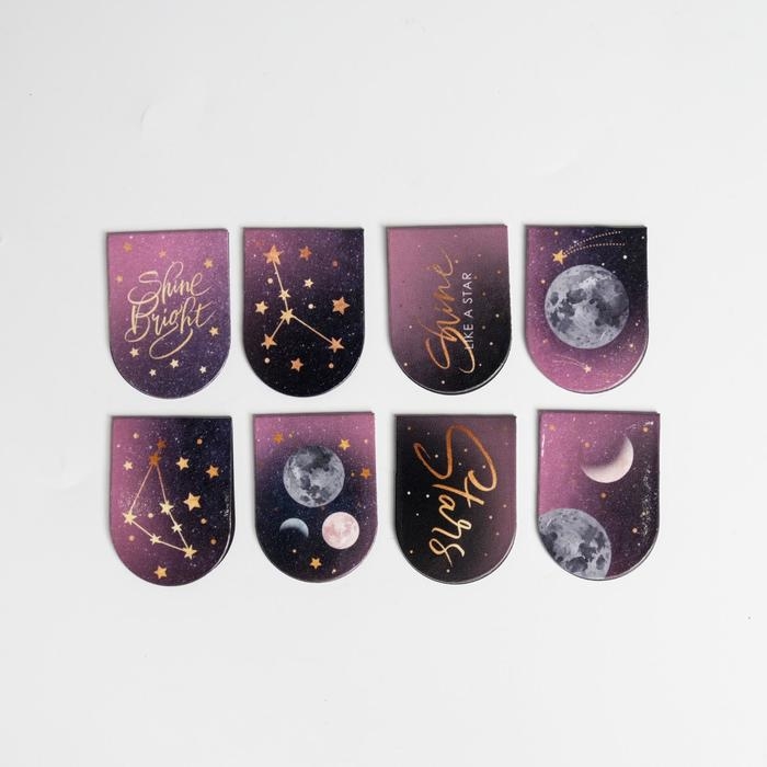 Набор магнитных закладок «Космос», 8 шт на круглой подложке IN MY SPACE Набор магнитных закладок «Космос», 8 шт на круглой подложке IN MY SPACE