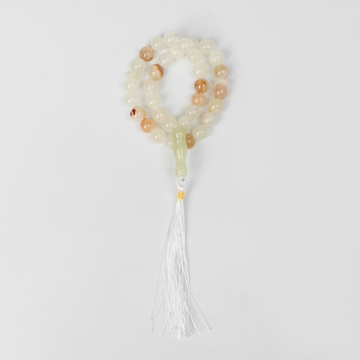 Чётки мусульманские шар №10 «Оникс светлый», 33 бусины с перемычками Чётки мусульманские шар №10 «Оникс светлый», 33 бусины с перемычками