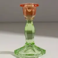 Подсвечник стекло "Градиент. Грани" оранжево-зелёный d=2,2 см 9,5х9,5х15,5 см