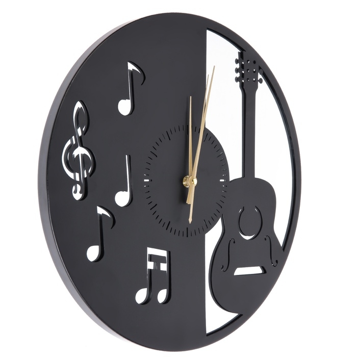 Часы настенные интерьерные «Гитара», плавный ход, d-40 см, с зеркалом Часы настенные интерьерные «Гитара», плавный ход, d-40 см, с зеркалом