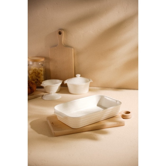 Форма для выпечки из жаропрочной керамики Доляна «Бруно», 2,5 л, 36×20,5×6,5 см, цвет белый Форма для выпечки из жаропрочной керамики Доляна «Бруно», 2,5 л, 36×20,5×6,5 см, цвет белый