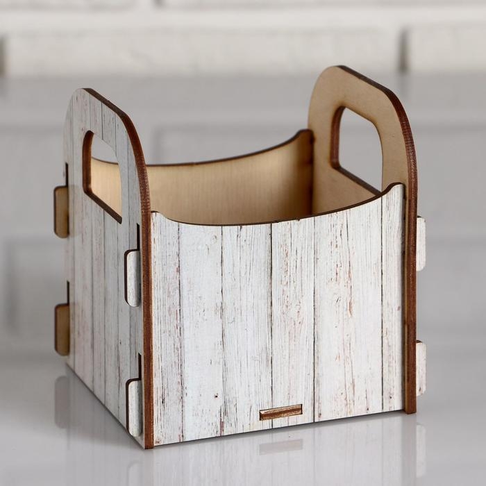 Кашпо деревянное 10.5×10×11 см подарочное Рокси Смит  Кашпо деревянное 10.5×10×11 см подарочное Рокси Смит "Поздравляю! Дощатое", коробка