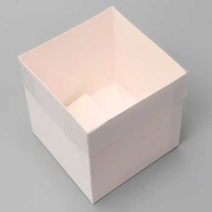 Коробка для цветов с PVC крышкой, 12×12×12 см, белая Коробка для цветов с PVC крышкой, 12×12×12 см, белая