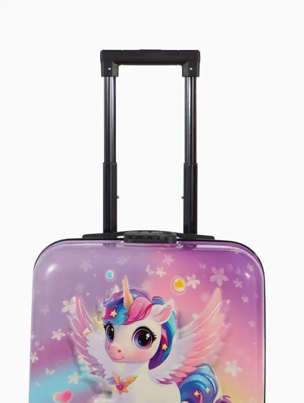 Чемодан дет Единорог 18 Чемодан дет Единорог 18", 35*22*27 см, отдна молнии, код.замок, 4 колеса,
