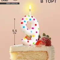 Свеча в торт на день рождения «Цифра 9», 5.5 см