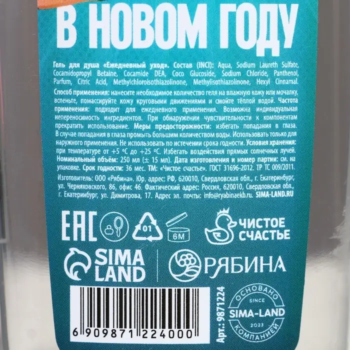 Гель для душа &laquo;Побед в Новом Году!&raquo;, 250 мл, аромат мужского парфюма, Чистое счастье