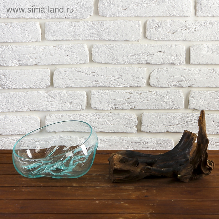 Вазон стекло на дереве  Вазон стекло на дереве "Забота" 20х25х25 см, МИКС