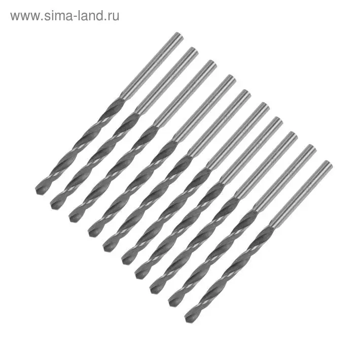 Сверло по металлу ТУНДРА, HSS, цилиндрический хвостовик, 3.8&times;75 мм, 10 шт.