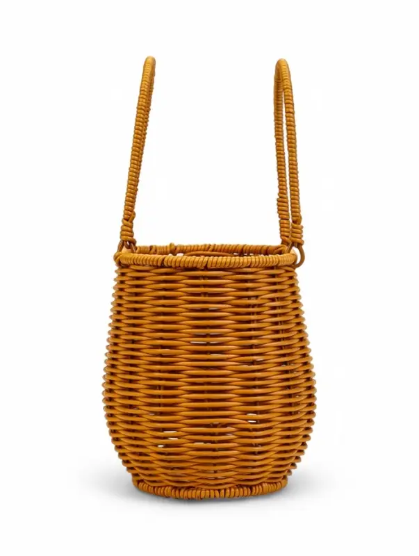 Корзина пластик 21 х 13 х 17 см, ручка13 см металл карскас коричневый Корзина пластик 21 х 13 х 17 см, ручка13 см металл карскас коричневый