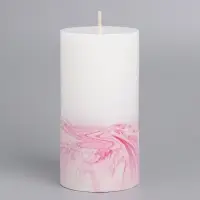 Свеча с бетоном, 5х10 см, бело-розовая