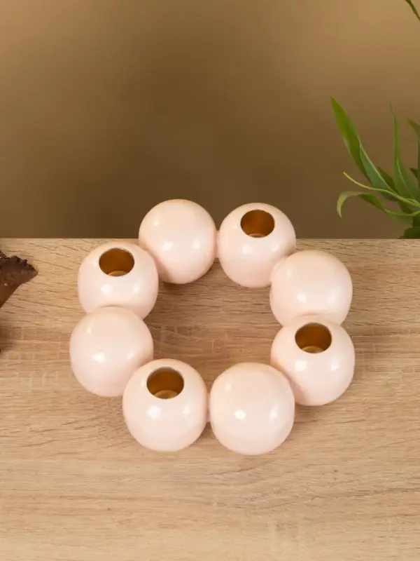 Подсвечник на 4 свечи  Подсвечник на 4 свечи "Бусы" с 8 сферами розовый 19х19х5,5 см
