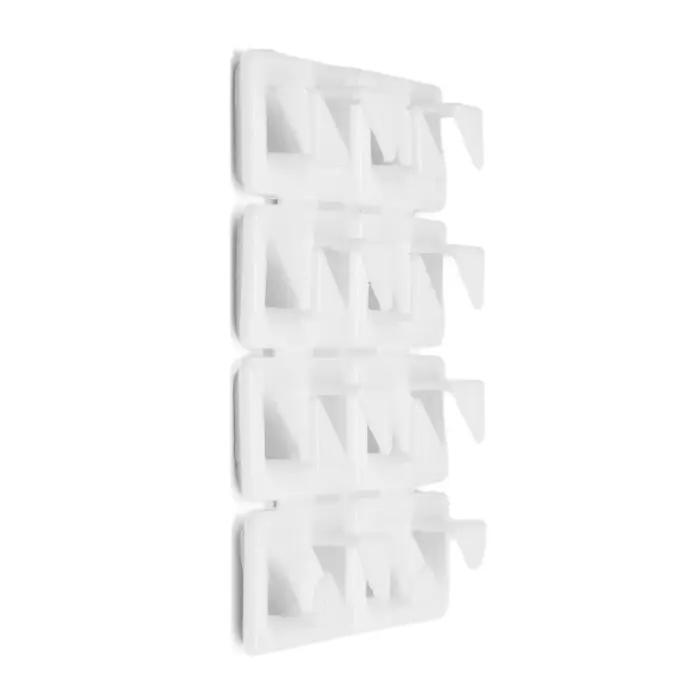 Держатель самоклеящийся для проводов и гирлянд ТУНДРА krep, 8×30×15 мм, белый, 8 шт.