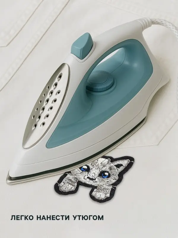 Термоаппликация «Котёнок с лапками», 4×3.3 см, серая Термоаппликация «Котёнок с лапками», 4×3.3 см, серая