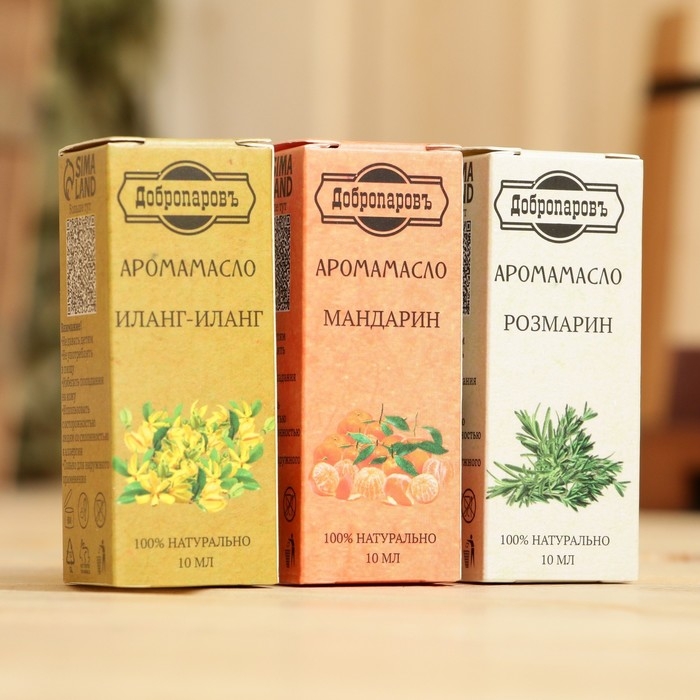 Набор эфирных масел по 10 мл Добропаровъ, микс ароматов: Иланг-Иланг, Розмарин, Мандарин Набор эфирных масел по 10 мл Добропаровъ, микс ароматов: Иланг-Иланг, Розмарин, Мандарин